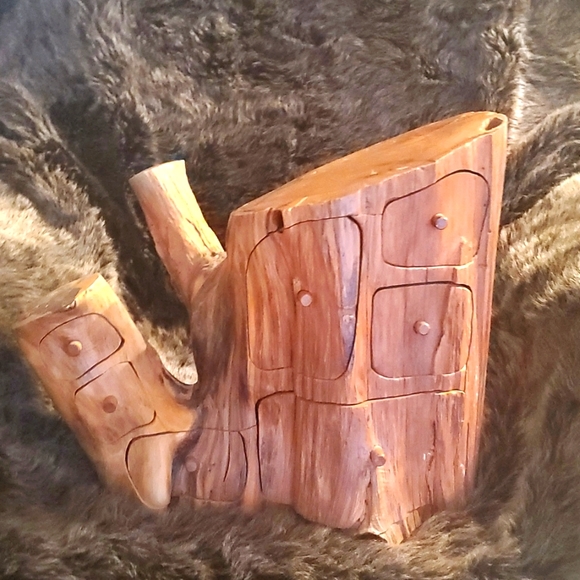 JEFF TRAG 1987 RED CEDAR 9 DRAW JEWLERY/PUZZLE BOX - Picture 1 of 10